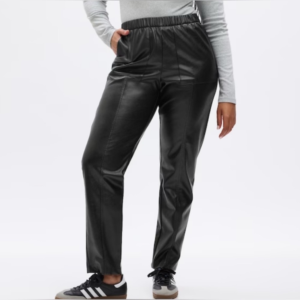 Gap High Rise Vegan Leather Straight Pull-On Pants Trousers women’s size XL NWT